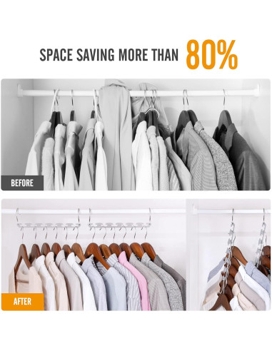 Perchas Ahorra Espacio HOUSE DAY Acero Inoxidable 4 Pack