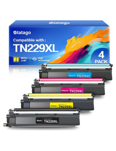 Cartuchos de Tóner TN229XL Statago para Brother - Paquete de 4