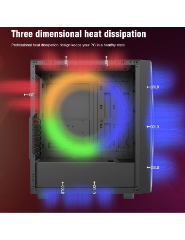 Caja de PC RUIX CV203 Mid-Tower ATX con 4 Ventiladores RGB