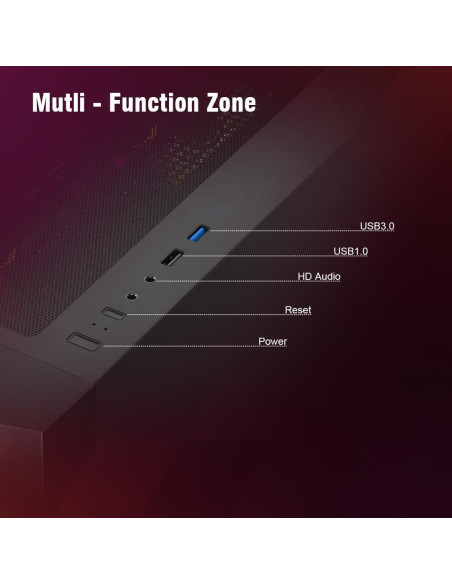 Caja de PC RUIX CV203 Mid-Tower ATX con 4 Ventiladores RGB