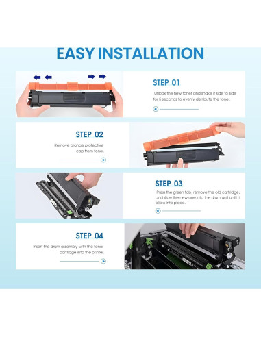 Cartuchos de Tóner TN229XL Statago para Brother - Paquete de 4