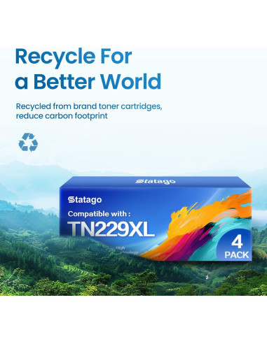 Cartuchos de Tóner TN229XL Statago para Brother - Paquete de 4
