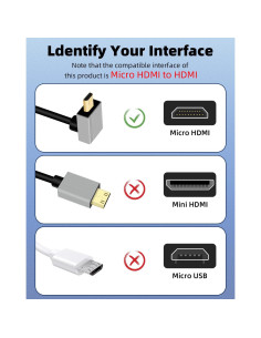 Cable Micro HDMI a HDMI GELRHONR 4K 0.30-0.91m Ángulo 90 2