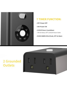 Enchufe Temporizador Exterior Minoston MP40T Impermeable 2 Salidas 2