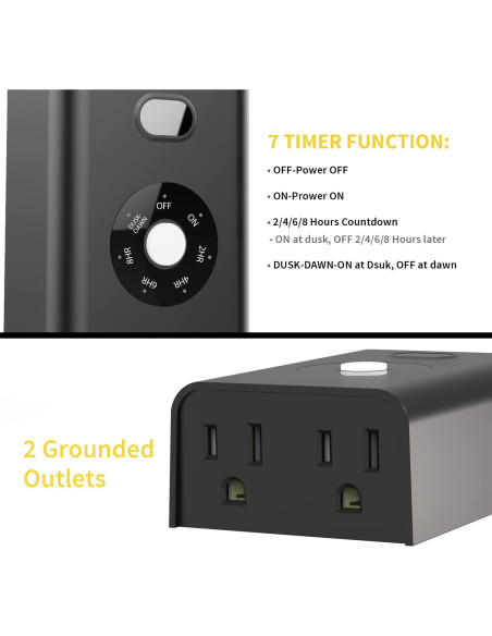 Enchufe Temporizador Exterior Minoston MP40T Impermeable 2 Salidas