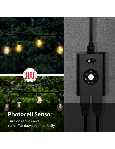 Enchufe Temporizador Exterior Minoston MP40T Impermeable 2 Salidas