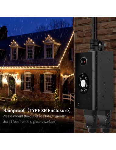 Enchufe Temporizador Exterior Minoston MP40T Impermeable 2 Salidas