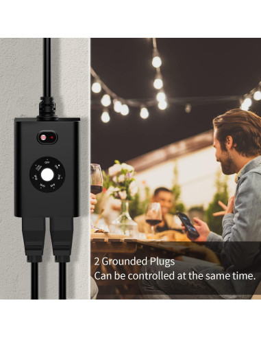 Enchufe Temporizador Exterior Minoston MP40T Impermeable 2 Salidas