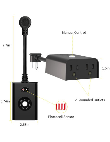 Enchufe Temporizador Exterior Minoston MP40T Impermeable 2 Salidas