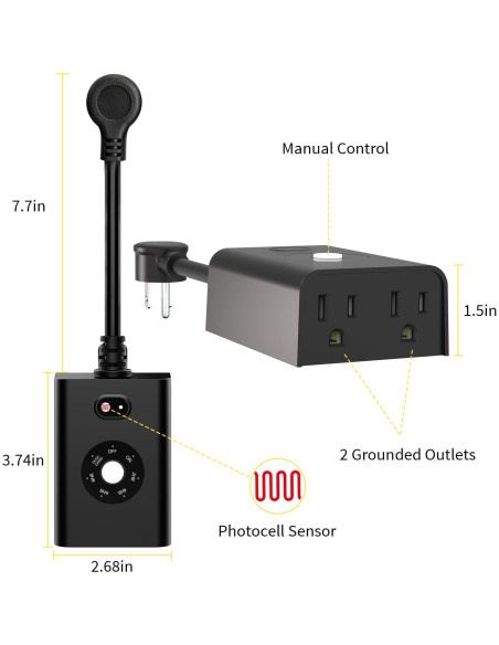 Enchufe Temporizador Exterior Minoston MP40T Impermeable 2 Salidas