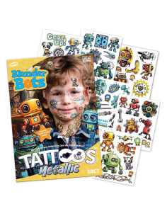 Tatuajes Temporales Savvi Blunder Bots - 50 Piezas Metálicas