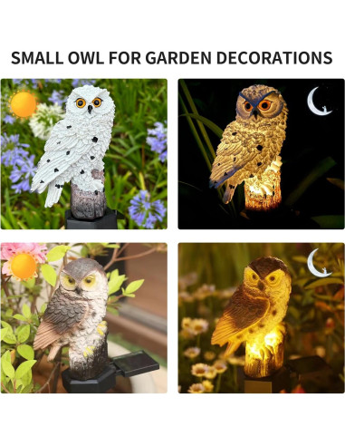Paquete de 2 Figuras de Búho con Luz LED Solar Zhaofubao