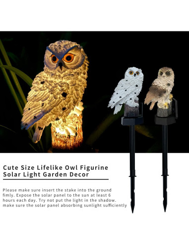 Paquete de 2 Figuras de Búho con Luz LED Solar Zhaofubao