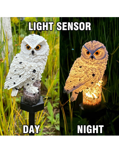 Paquete de 2 Figuras de Búho con Luz LED Solar Zhaofubao