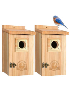 Paquete de 2 casas para pájaros SISTERBIRD con guardia de cobre