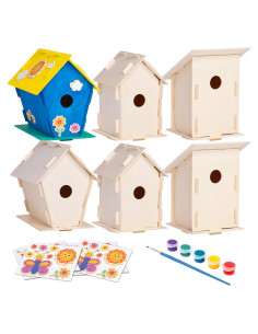 Kit de Manualidades para Aves Neliblu - 12 Casas de Madera DIY