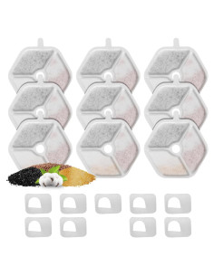 9 Filtros y Esponjas ZEKIRY para Fuente de Agua Gatos 4.5L