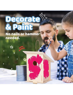 Kit de Manualidades para Aves Neliblu - 12 Casas de Madera DIY 2