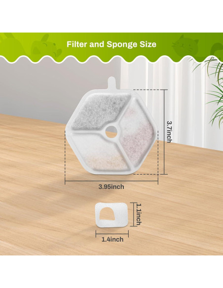 9 Filtros y Esponjas ZEKIRY para Fuente de Agua Gatos 4.5L