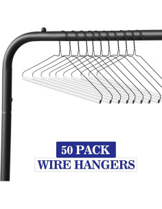 50 Perchas de Alambre Yuntau 40.64 cm para Ropa Negra 2