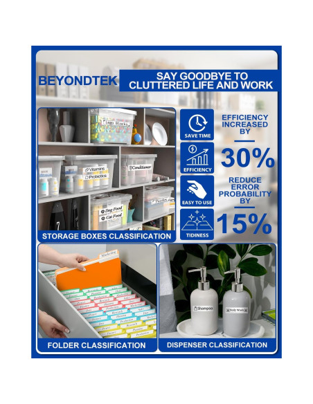 Cinta de Etiqueta 12mm BEYONDTEK MK231 Negro sobre Blanco 5 Paquetes