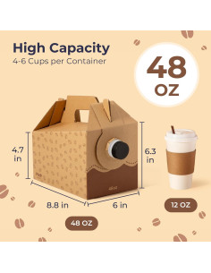 Paquete de 5 dispensadores de café desechables 48 oz con asa 2