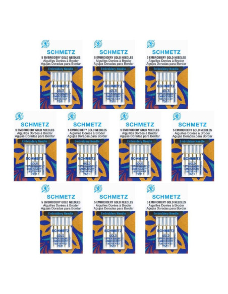 Agujas de Bordado SCHMETZ Gold 75/11 Titanio - 10 Piezas