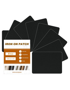 Parche Termoadhesivo KING MOUNTAIN 8 Piezas Lienzo Negro 9.5x12.5cm
