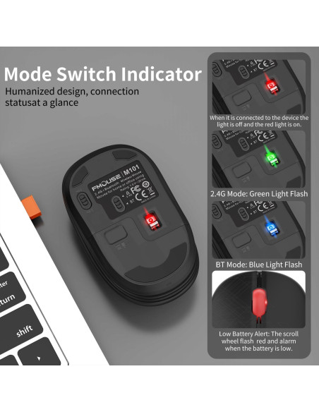 Ratón Inalámbrico FMOUSE M101 Doble Modo Bluetooth y USB