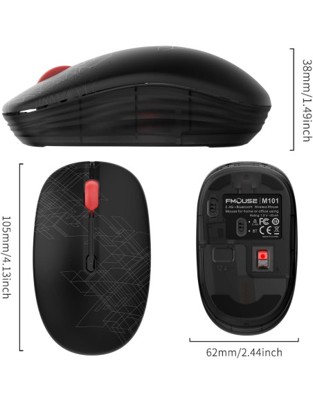 Ratón Inalámbrico FMOUSE M101 Doble Modo Bluetooth y USB