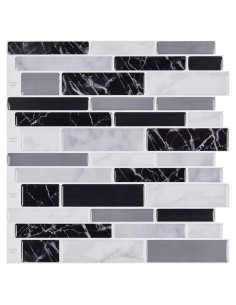 Azulejo autoadhesivo WOWSTAR 10 hojas 30.48x30.48cm mármol negro
