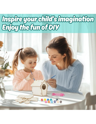 Kit de Campanas de Viento DIY RAINFLOW para Niños - 2 Casas de Madera