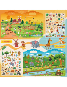 2 Libros de Pegatinas Reutilizables SWARKOL para Niños 2-4 Años 2