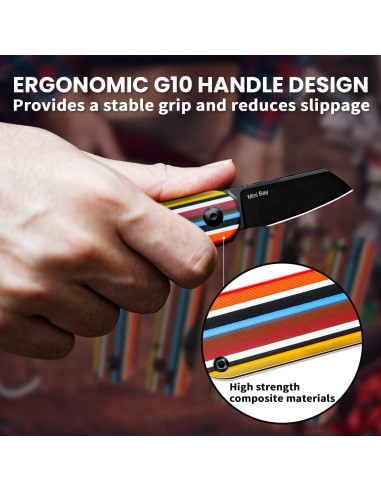 Cuchillo de bolsillo Kizer Mini Bay EDC 154CM 48mm Arcoíris