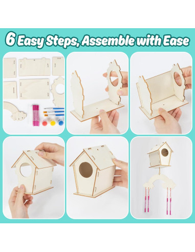 Kit de Campanas de Viento DIY RAINFLOW para Niños - 2 Casas de Madera