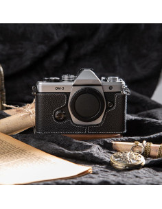Funda de cámara de cuero genuino DBZZ para Olympus OM-3 - Negro 2
