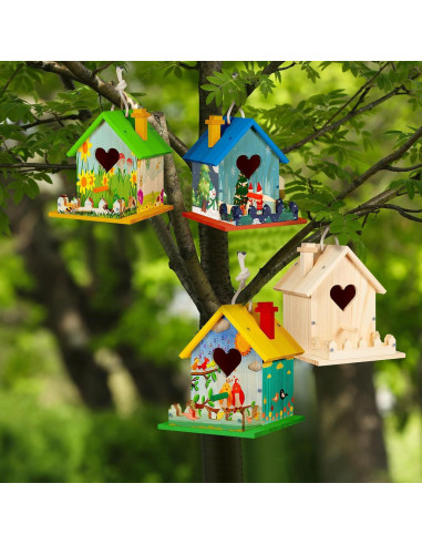 Kit Casa para Aves de Madera DIY Juexica 2 Piezas 33x25x5cm