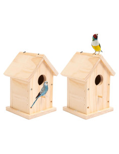 Casas para Aves HPC Decor 2 Pack Madera Natural 12x12 cm