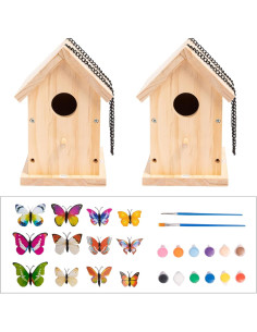 Casas para Aves HPC Decor 2 Pack Madera Natural 12x12 cm 2
