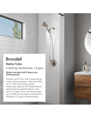 Cabezal de Ducha de Mano Brondell Nebia Yuba Cromo 5 Configuraciones