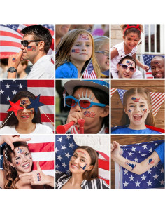 Tatuajes Temporales Aresvns Bandera Americana 20 Hojas 2