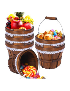 Cesta de Picnic Redonda YPshuye de Madera 18x15 cm - 6 Pcs