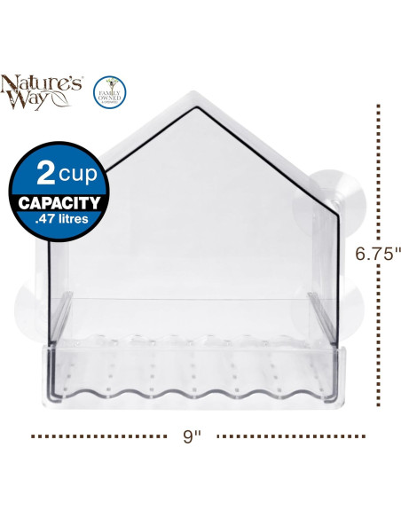 Comedero para Aves de Ventana Nature's Way Clear View 2 Tazas