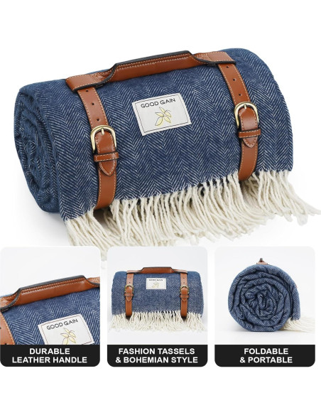 Manta de Picnic Impermeable G GOOD GAIN 203x152cm Azul