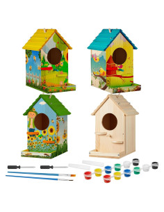 Kit de Manualidades para Aves Liliful 4 Piezas Madera Pintable