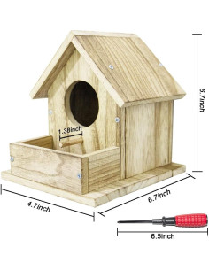 Casa de Aves Colgante de Madera Paiaojia DIY 11.94x17.02cm 2