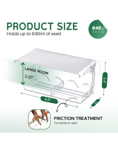 Comedero para Aves de Ventana SUNALLY 640ml Transparente 2