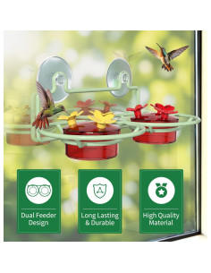 Comedero para Colibríes Dreamdrawer de Ventana 118 ml 2 Puertos 2