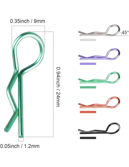 200 Clips de Carrocería RC Universales Curvados FriHobby