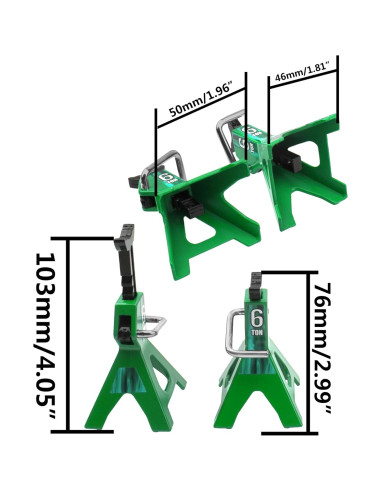 4 Soportes de Juguete RC Vgoohobby Metal Simulación Verde